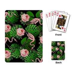 Flamingo Floral Black Playing Card by snowwhitegirl