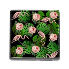 Flamingo Floral Black Memory Card Reader (square 5 Slot) by snowwhitegirl