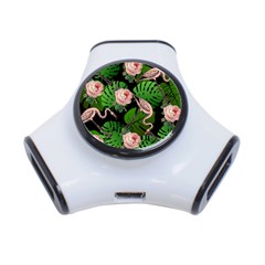 Flamingo Floral Black 3-port Usb Hub