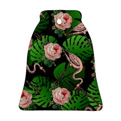 Flamingo Floral Black Ornament (bell)