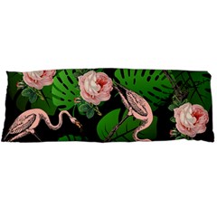 Flamingo Floral Black Body Pillow Case Dakimakura (two Sides) by snowwhitegirl