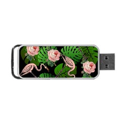 Flamingo Floral Black Portable Usb Flash (two Sides) by snowwhitegirl