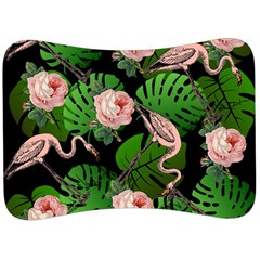 Flamingo Floral Black Velour Seat Head Rest Cushion by snowwhitegirl