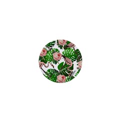 Flamingo Floral White 1  Mini Buttons