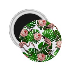 Flamingo Floral White 2.25  Magnets