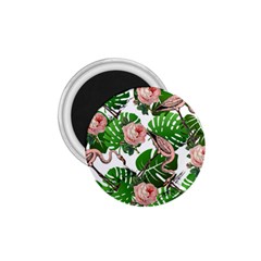 Flamingo Floral White 1.75  Magnets