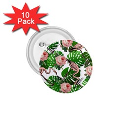 Flamingo Floral White 1.75  Buttons (10 pack)