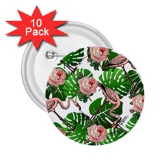 Flamingo Floral White 2.25  Buttons (10 pack) 