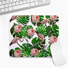 Flamingo Floral White Large Mousepads