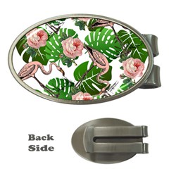 Flamingo Floral White Money Clips (oval)  by snowwhitegirl