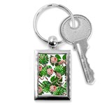 Flamingo Floral White Key Chains (Rectangle)  Front