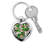 Flamingo Floral White Key Chains (Heart)  Front