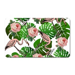 Flamingo Floral White Magnet (Rectangular)