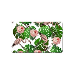 Flamingo Floral White Magnet (Name Card)