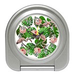 Flamingo Floral White Travel Alarm Clock Front