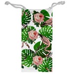 Flamingo Floral White Jewelry Bag Back