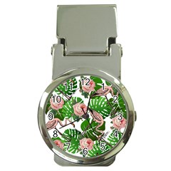 Flamingo Floral White Money Clip Watches by snowwhitegirl