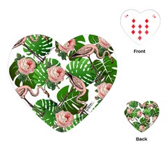 Flamingo Floral White Playing Cards (heart)  by snowwhitegirl