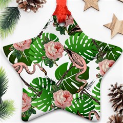 Flamingo Floral White Star Ornament (two Sides) by snowwhitegirl