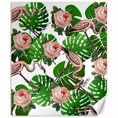 Flamingo Floral White Canvas 8  x 10 