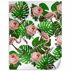 Flamingo Floral White Canvas 18  x 24  