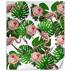 Flamingo Floral White Canvas 20  X 24   by snowwhitegirl