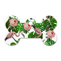 Flamingo Floral White Dog Tag Bone (one Side) by snowwhitegirl