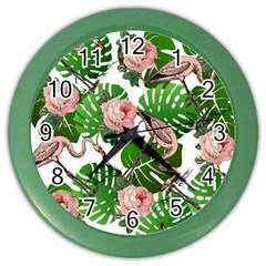 Flamingo Floral White Color Wall Clock