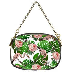 Flamingo Floral White Chain Purse (One Side)