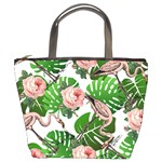 Flamingo Floral White Bucket Bag Front