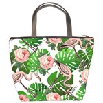 Flamingo Floral White Bucket Bag Back