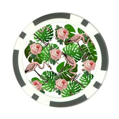 Flamingo Floral White Poker Chip Card Guard (10 pack)