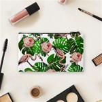 Flamingo Floral White Cosmetic Bag (Small) Back