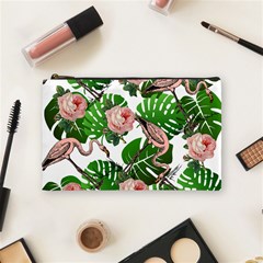 Flamingo Floral White Cosmetic Bag (Medium)