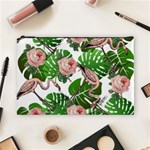 Flamingo Floral White Cosmetic Bag (Large) Front