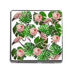 Flamingo Floral White Memory Card Reader (Square 5 Slot)