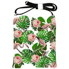 Flamingo Floral White Shoulder Sling Bag