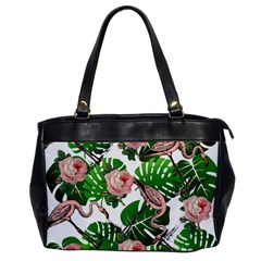 Flamingo Floral White Oversize Office Handbag