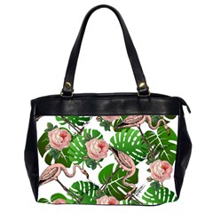 Flamingo Floral White Oversize Office Handbag (2 Sides)