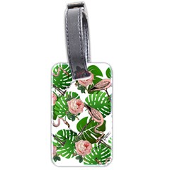 Flamingo Floral White Luggage Tags (Two Sides)