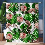 Flamingo Floral White Shower Curtain 60  x 72  (Medium)  60 x72  Curtain