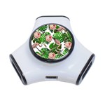 Flamingo Floral White 3-Port USB Hub Front