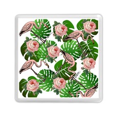 Flamingo Floral White Memory Card Reader (square) by snowwhitegirl