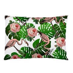 Flamingo Floral White Pillow Case (Two Sides)