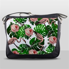 Flamingo Floral White Messenger Bag