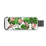 Flamingo Floral White Portable USB Flash (Two Sides) Front