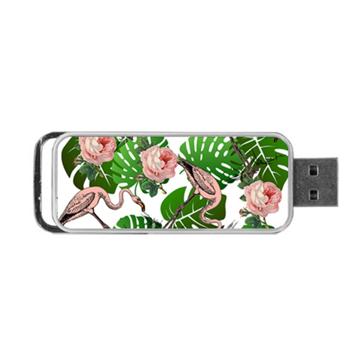 Flamingo Floral White Portable USB Flash (Two Sides)