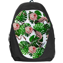 Flamingo Floral White Backpack Bag