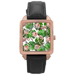 Flamingo Floral White Rose Gold Leather Watch 