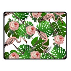 Flamingo Floral White Double Sided Fleece Blanket (Small) 